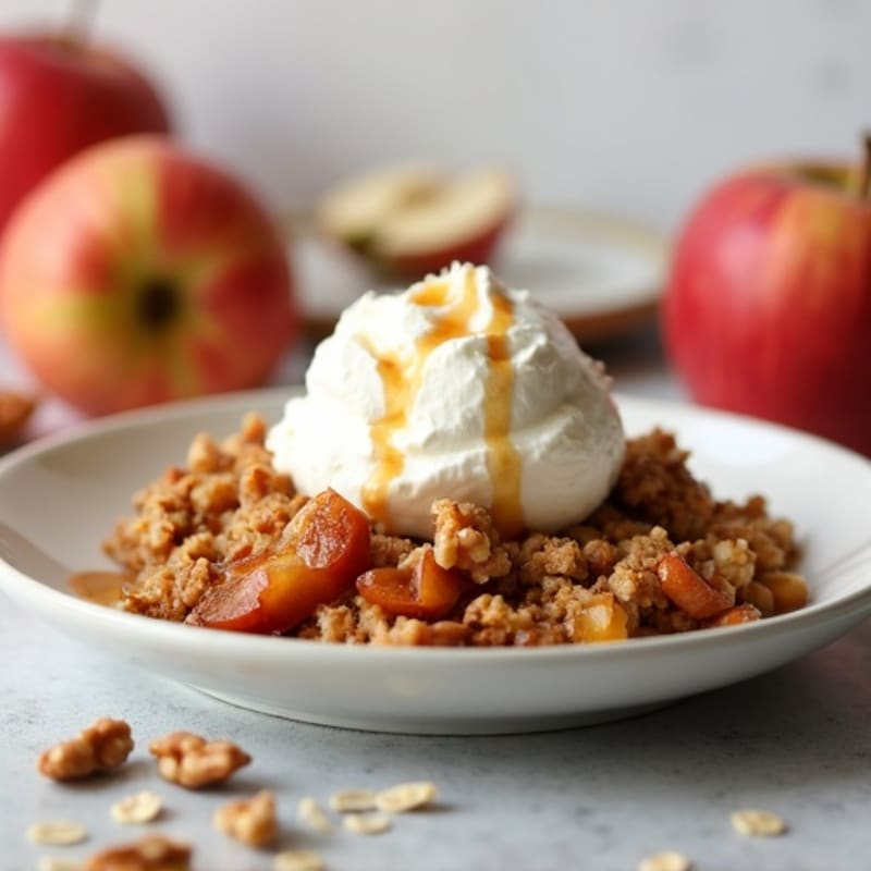 Warm Cinnamon Apple Crisp with Creamy Protein Yogurt