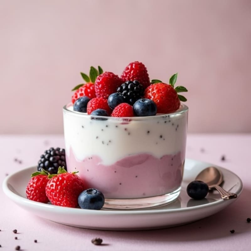 Silky Greek Yogurt Protein Pudding with Berries