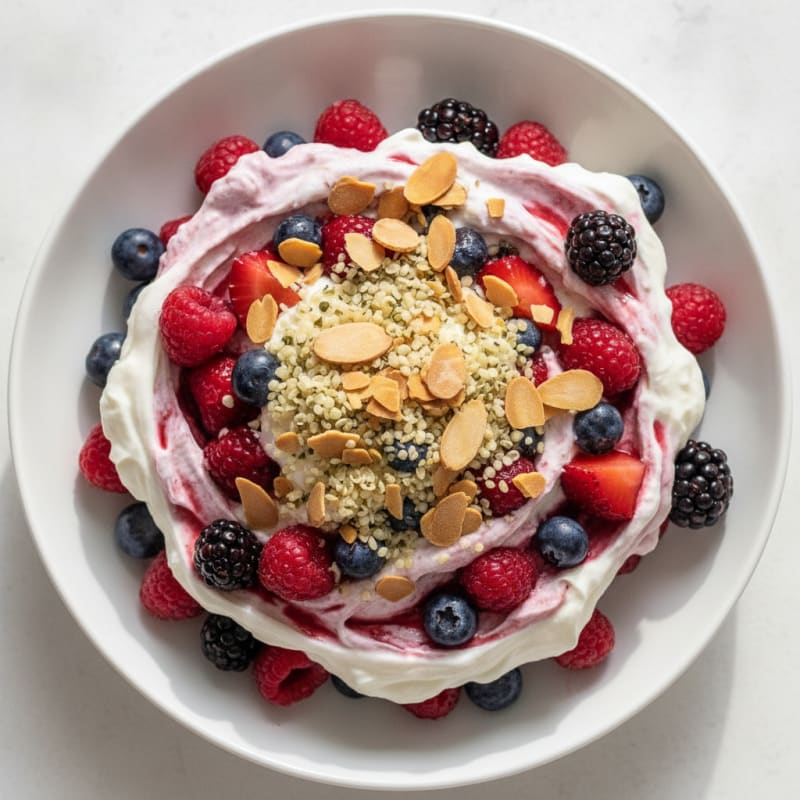 Greek Yogurt Protein Parfait with Mixed Berries