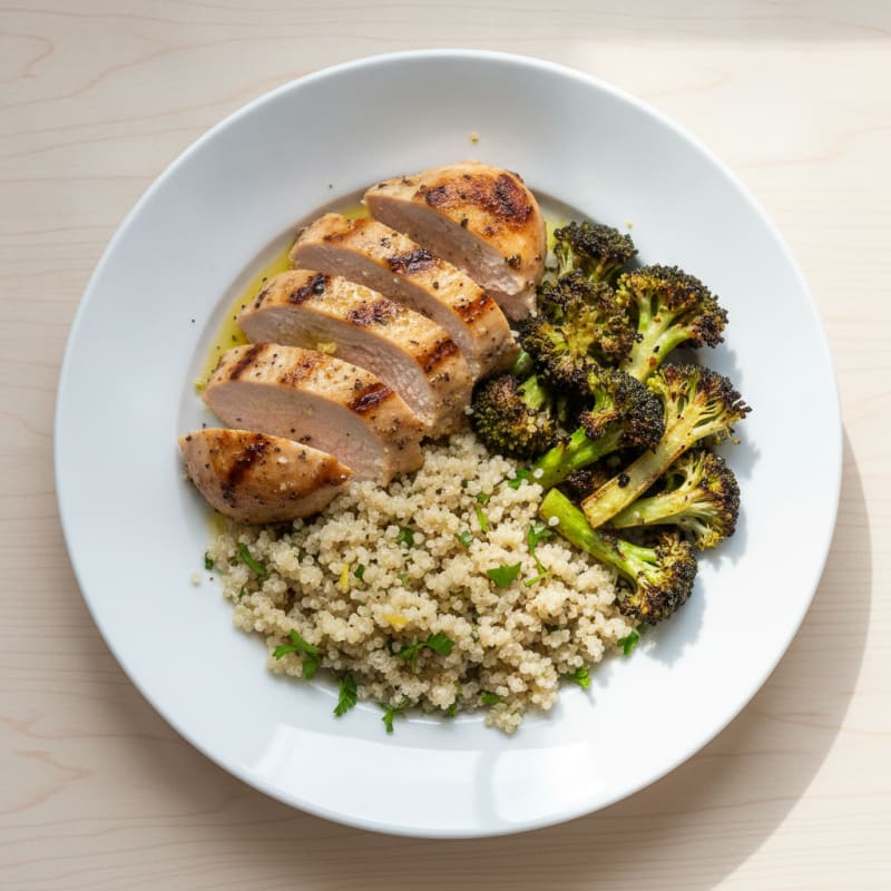Grilled Turkey Breast with Quinoa and Roasted Broccoli