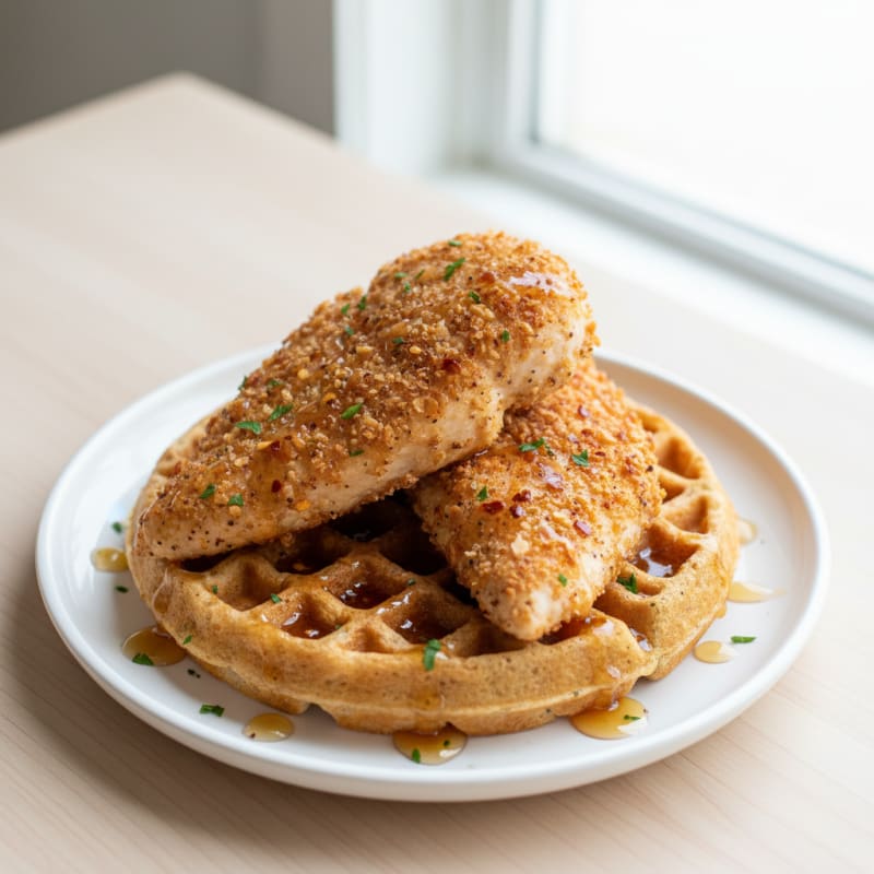 Golden Air-Fried Chicken and Protein Waffles