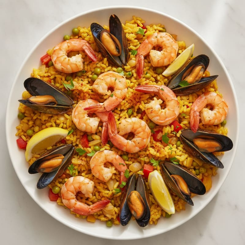 Spanish Seafood Paella with Saffron Rice