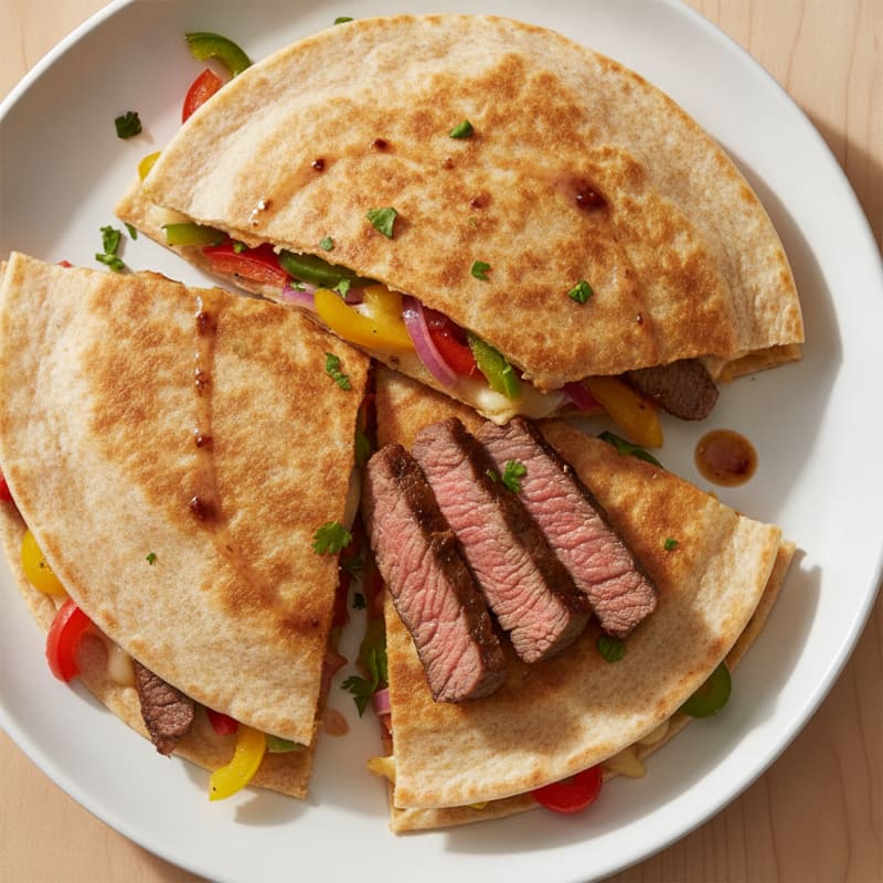 Pan-Seared Steak Quesadillas with Peppers