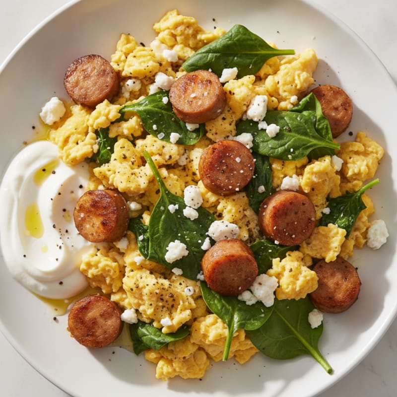 Hearty Scrambled Eggs with Spinach