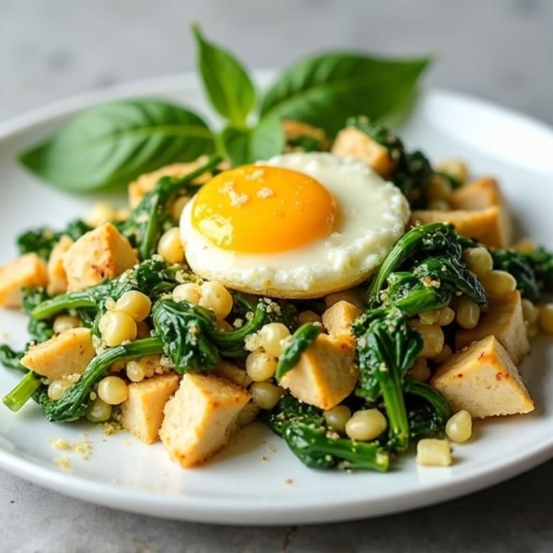 Chicken and Spinach Scramble with Cottage Cheese