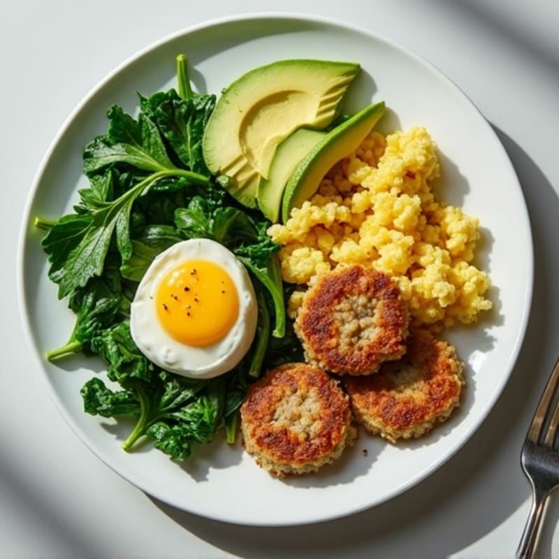 Egg White and Spinach Scramble with Turkey Sausage
