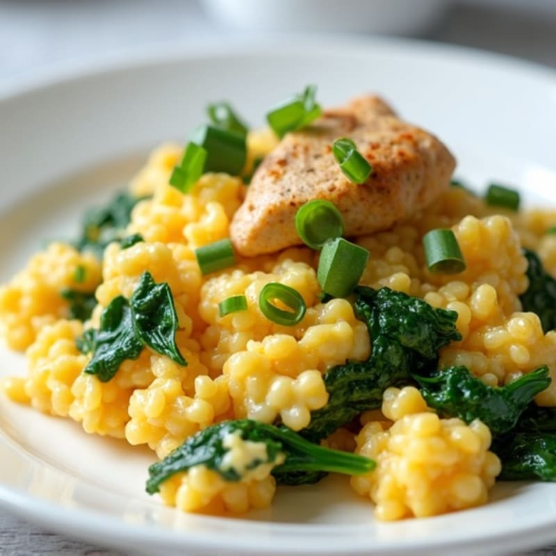 Egg White Spinach Scramble with Turkey Breast