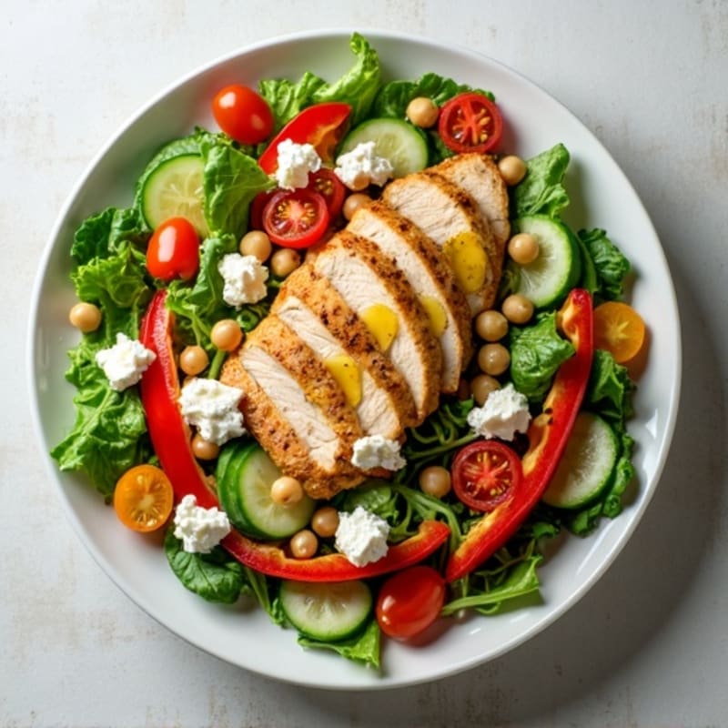 Fresh Crisp Vegetable Salad with Creamy Feta