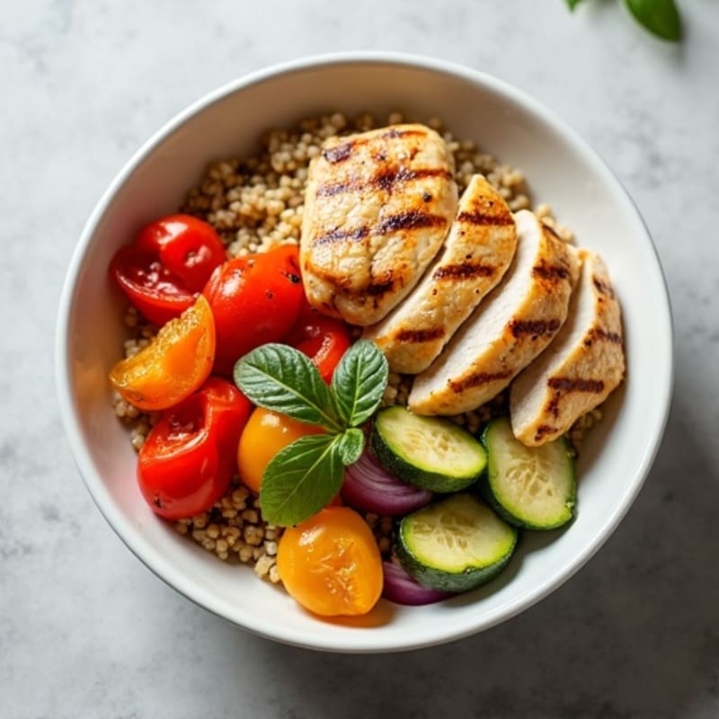 Grilled Chicken and Quinoa Bowl with Roasted Vegetables