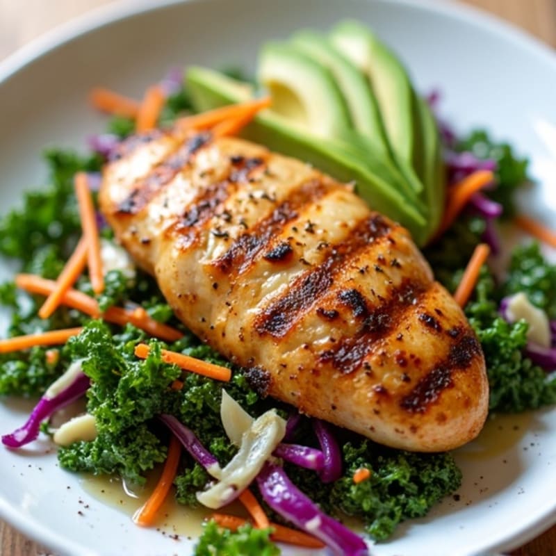Crunchy Kale Slaw with Grilled Chicken and Lemon Vinaigrette