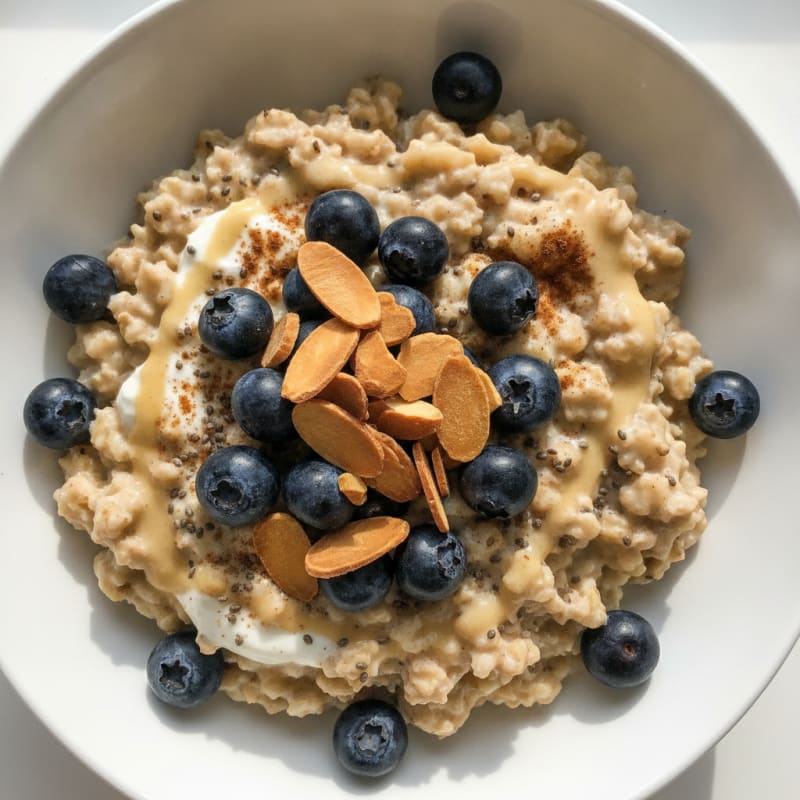 Blueberry Almond Protein Overnight Oats