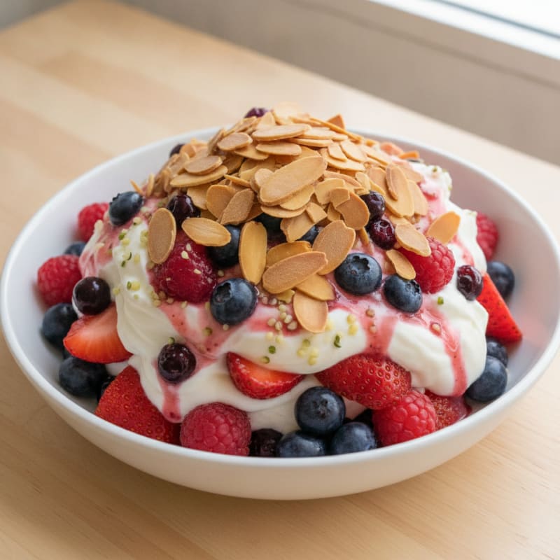 Greek Yogurt Protein Parfait with Mixed Berries