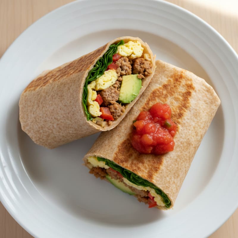 High-Protein Turkey Sausage and Egg Breakfast Burrito