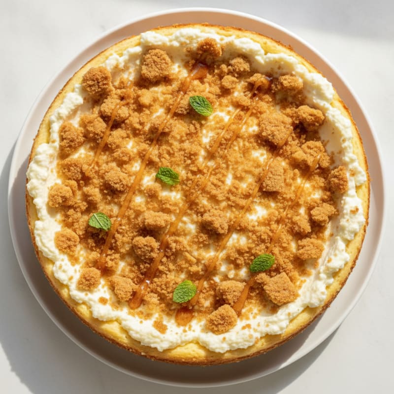 High-Protein Cheesecake with Toasted Bread Crumbs