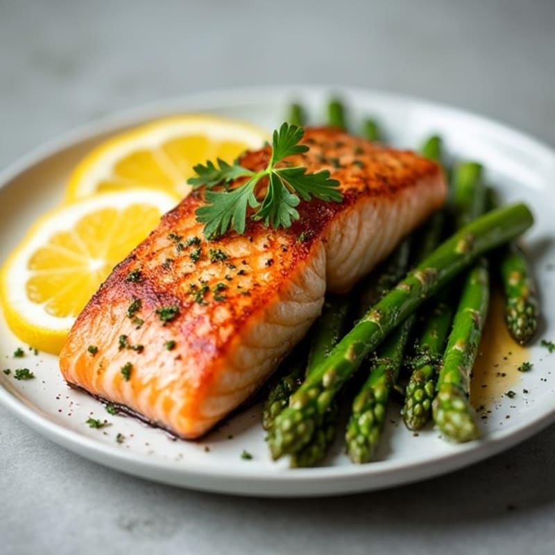 Crispy Skin Salmon with Lemon-Herb Roasted Asparagus