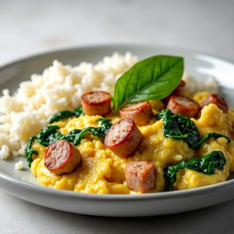 Egg White and Turkey Sausage Scramble with Spinach