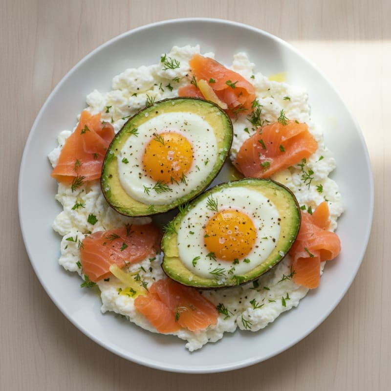 Baked Avocado with Egg and Herbs