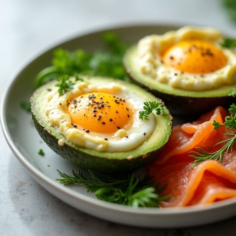 Creamy Avocado Baked Eggs with Fresh Herbs