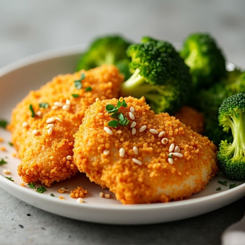 Crispy Baked Orange Chicken with Roasted Broccoli