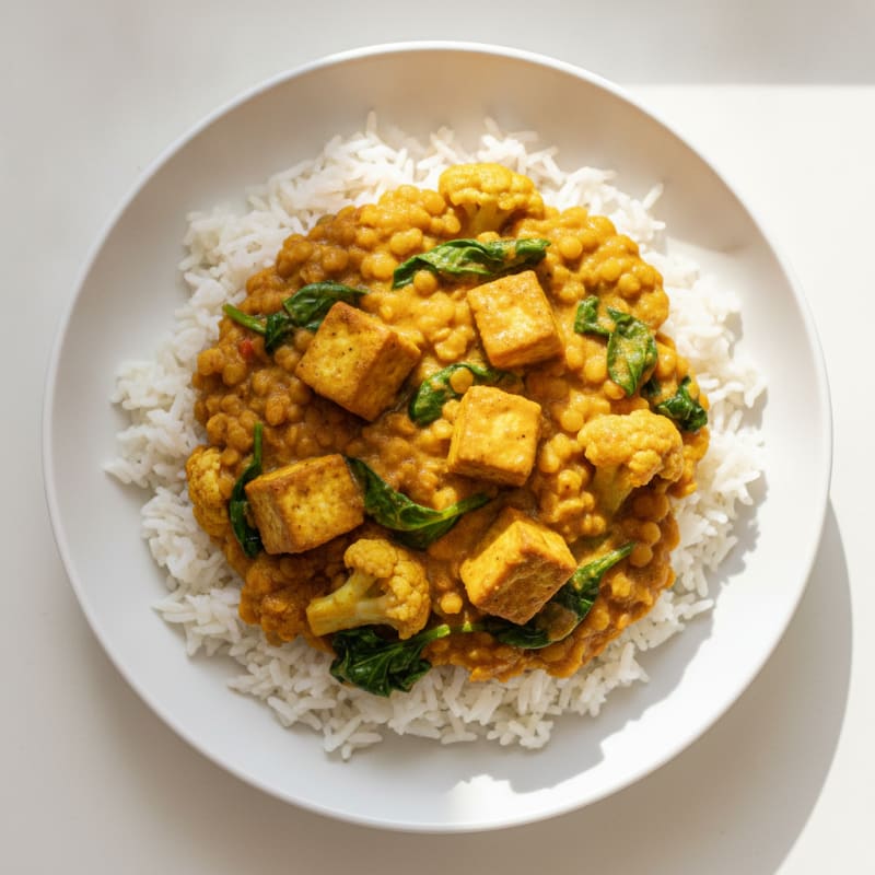 Lentil and Vegetable Curry with Basmati Rice