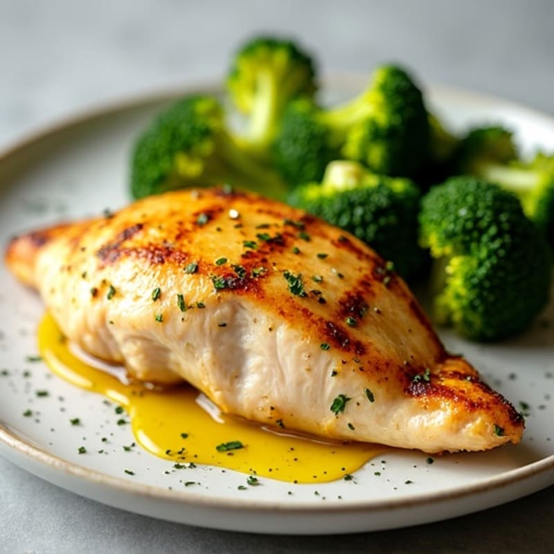 Lemon Garlic Roasted Chicken Breast with Steamed Broccoli