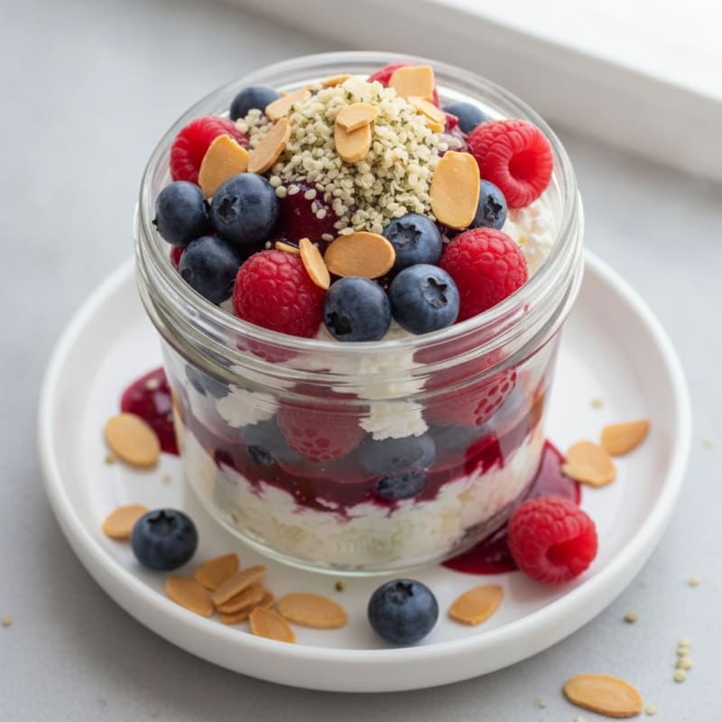 Cottage Cheese and Berry Protein Parfait with Almonds