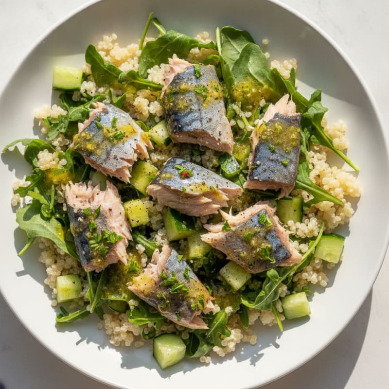 Mediterranean Flaked Mackerel and Quinoa Bowl