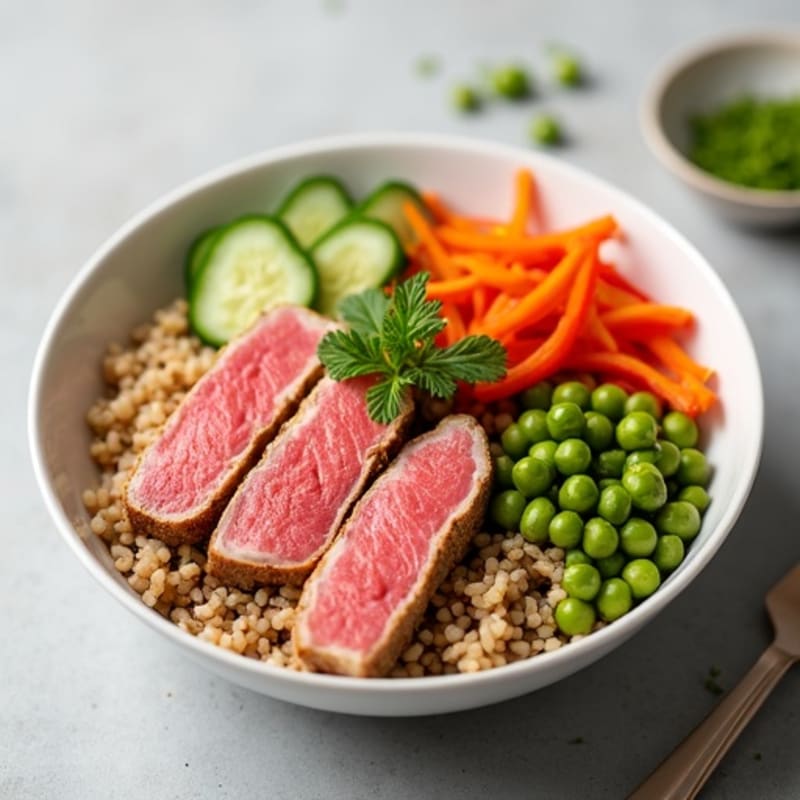 Fresh Tuna and Brown Rice Bowl with Crunchy Vegetables