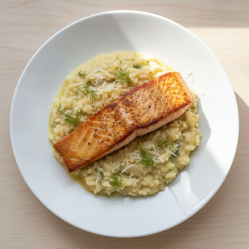 Pan-Seared Salmon with Lemon-Herb Risotto