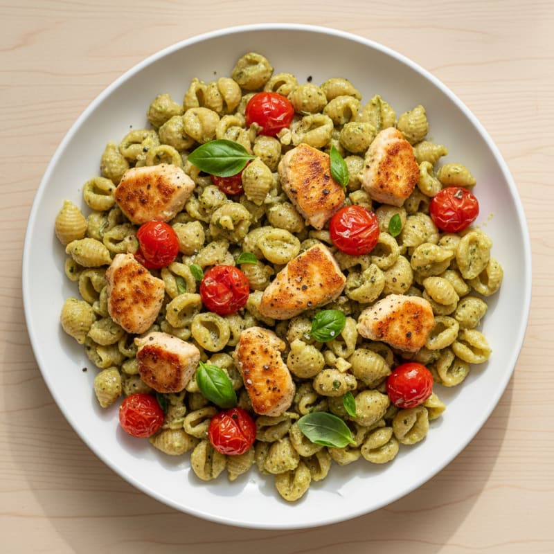 Creamy Pesto Chicken Pasta with Zesty Tomatoes