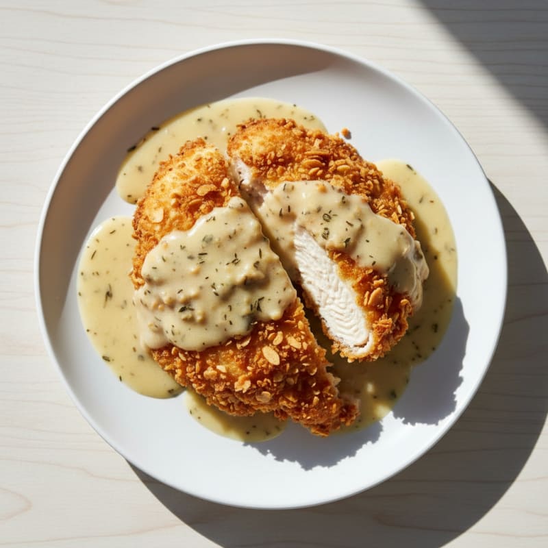 Crispy Buttermilk Fried Chicken with Creamy Gravy