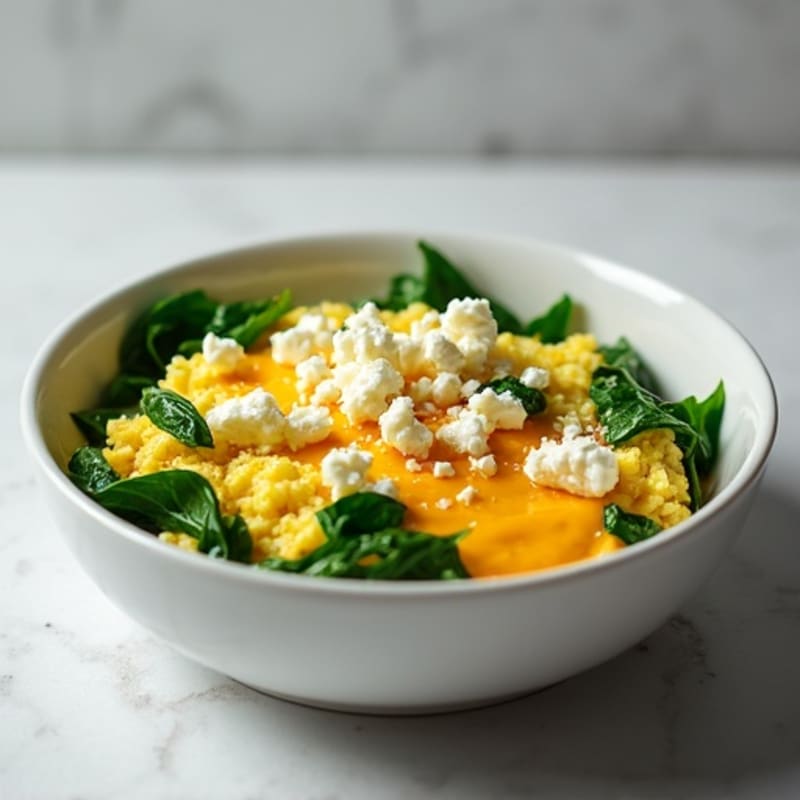 Creamy Egg Scramble with Fresh Spinach and Feta