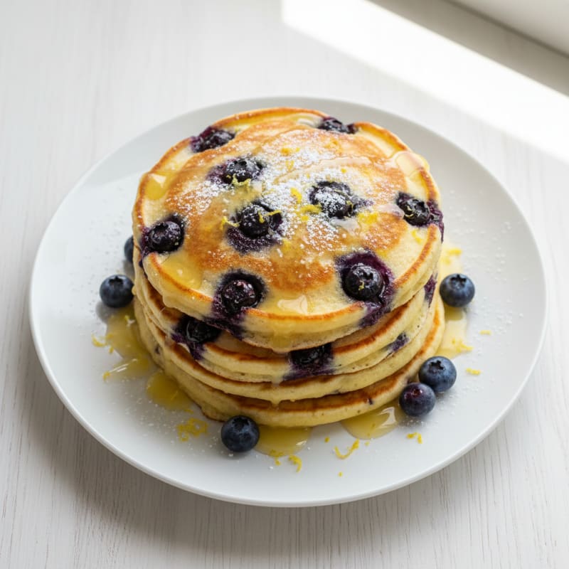 Blueberry Ricotta Pancakes with Lemon Zest