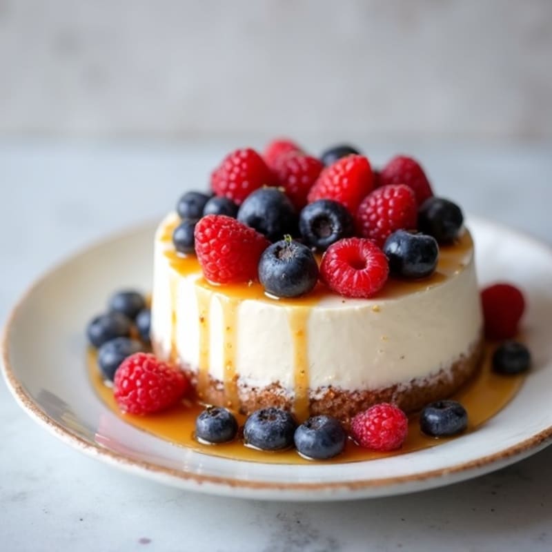 Greek Yogurt Protein Cheesecake with Mixed Berries