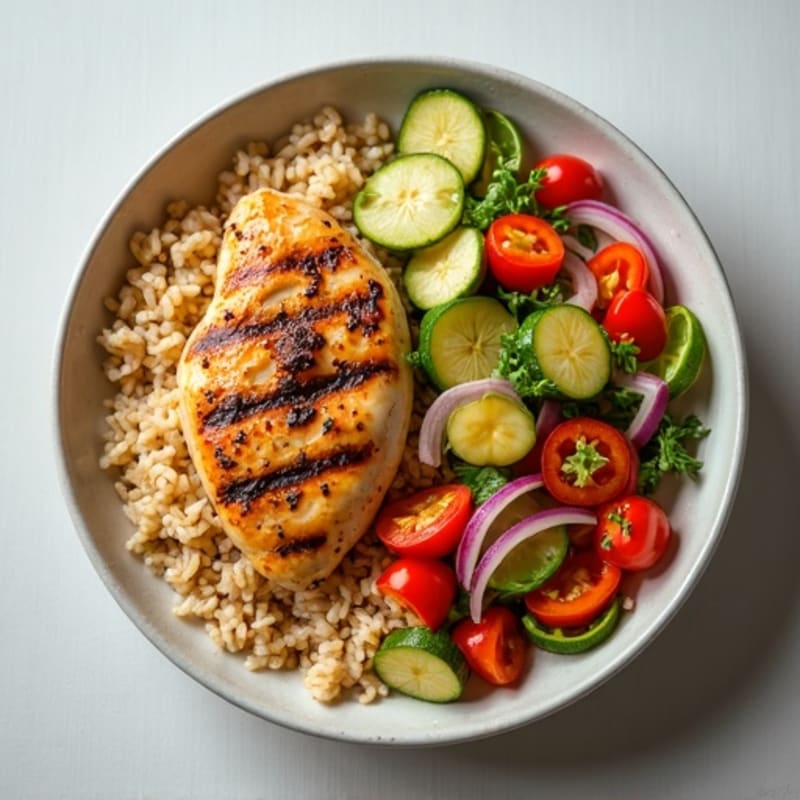 Grilled Chicken and Vegetable Rice Bowl