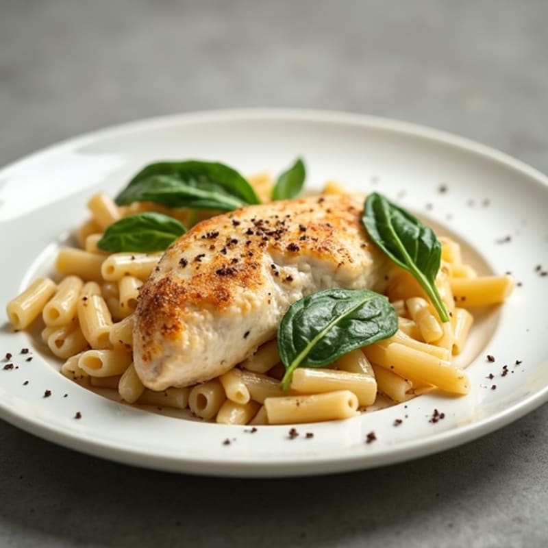 Healthy Creamy Chicken Alfredo with Whole Wheat Pasta