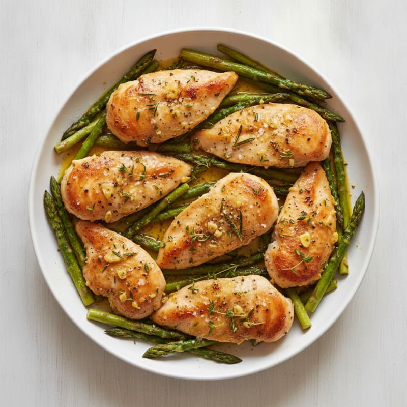 Lemon Herb Roasted Chicken with Asparagus