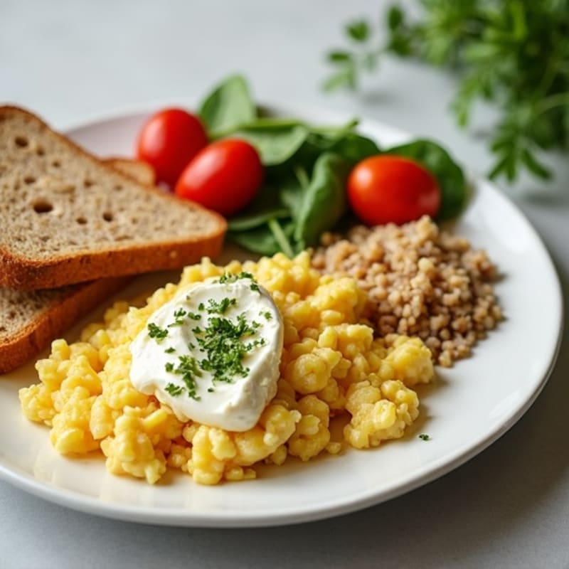 Egg White Scramble with Cottage Cheese and Smoked Turkey