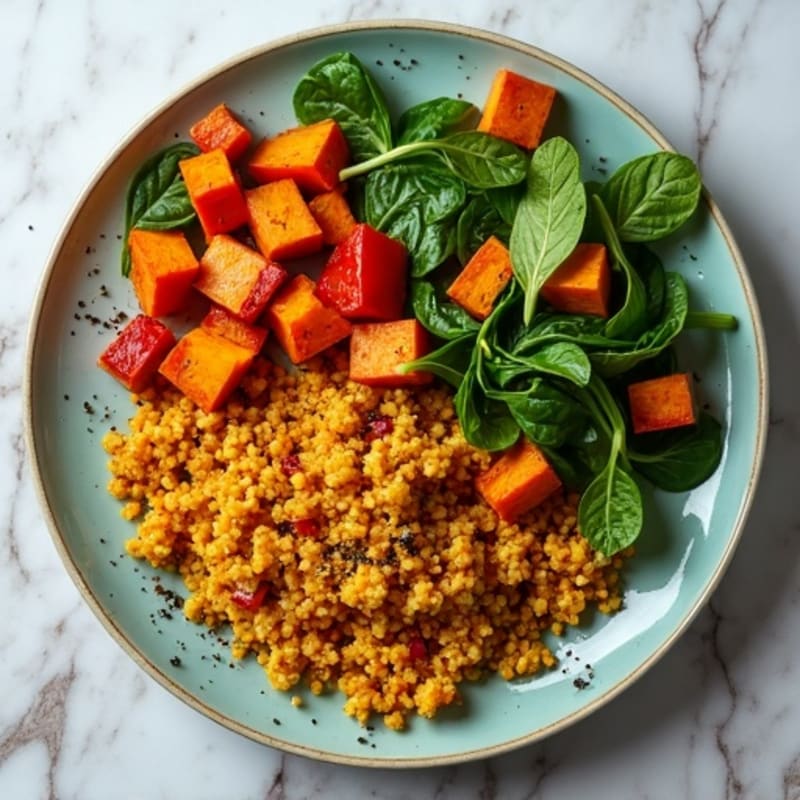 Crispy Tofu Scramble with Roasted Sweet Potatoes