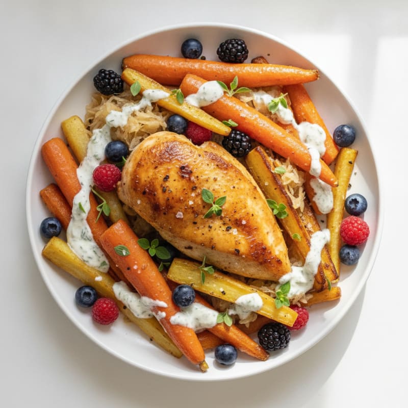 Yogurt-Marinated Chicken with Roasted Root Vegetables