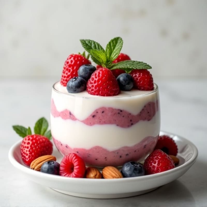 Greek Yogurt Protein Parfait with Mixed Berries and Almonds
