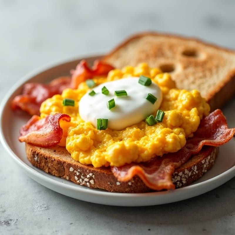 Egg and Bacon Toast with Greek Yogurt