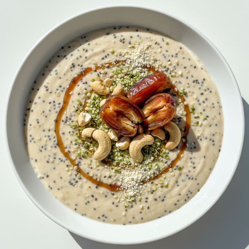Silky Cashew Date Protein Cream with Chia Seeds