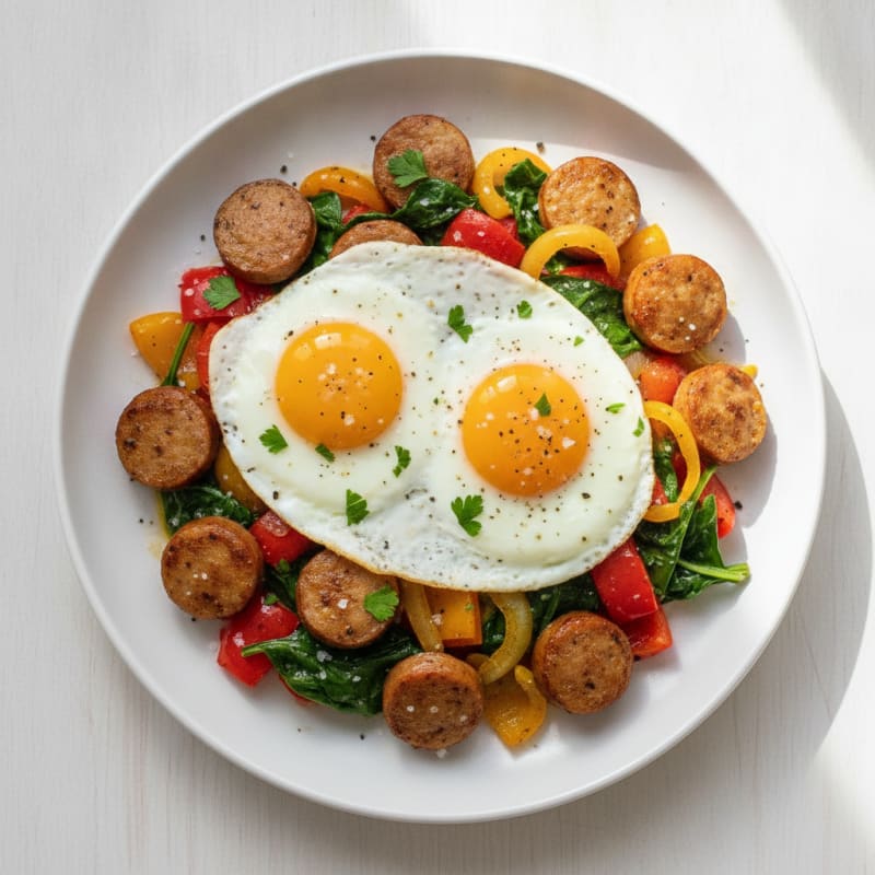 Skillet Eggs with Chicken Sausage