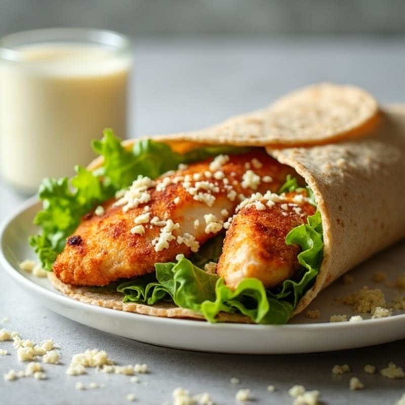 Crispy Chicken Caesar Wrap with Fresh Romaine and Creamy Dressing