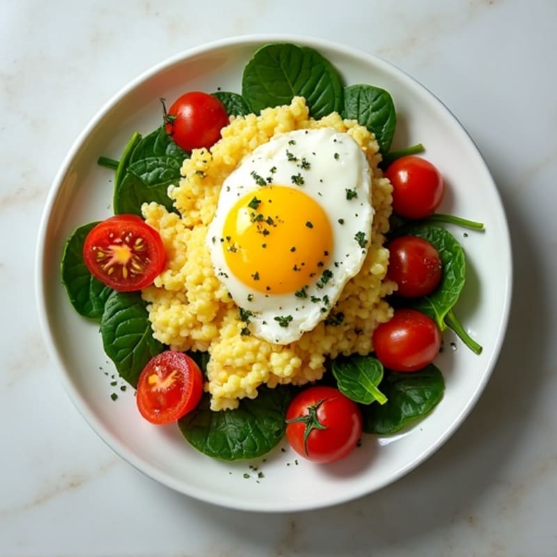 Egg White Spinach Scramble with Cherry Tomatoes
