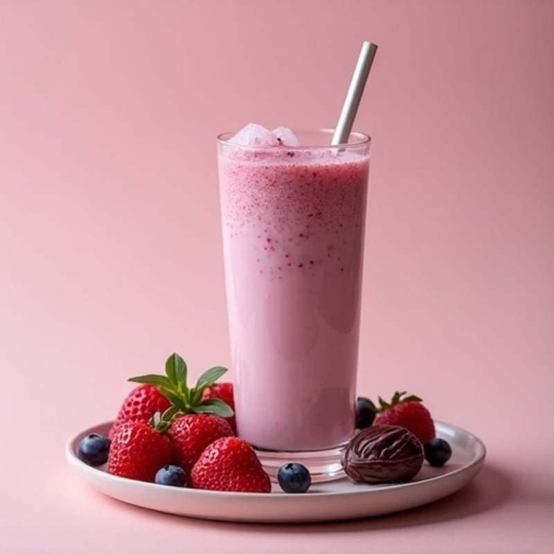 Creamy Soy Protein Date Shake with Mixed Berries