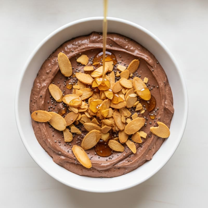 Silky Chocolate Protein Pudding with Toasted Almonds
