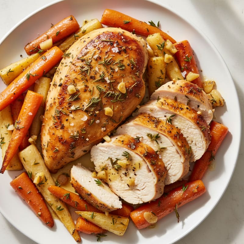 Garlic Herb Roasted Chicken with Root Vegetables