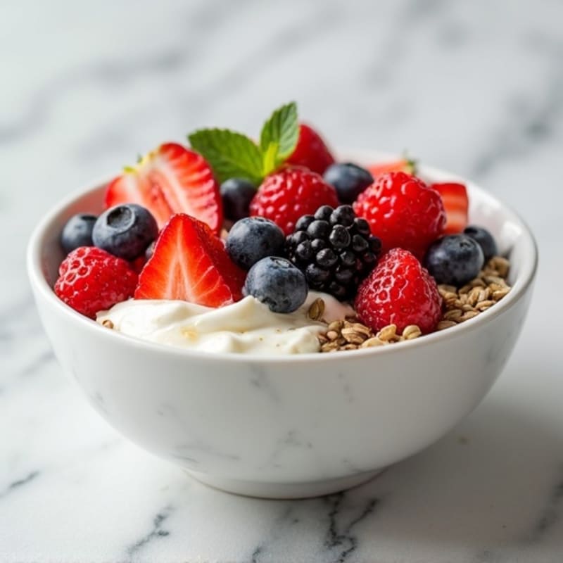 Creamy Greek Yogurt with Sweet Berries and Crunchy Seeds